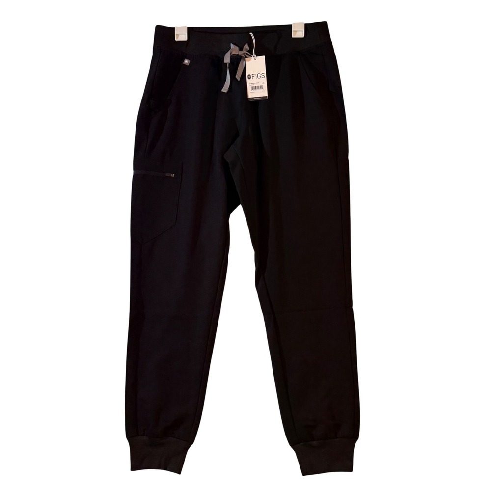 FIGS Zamora Jogger Scrub Pants Solid Black Medical Office Work Women's Size  NWT